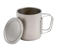Sleek Titanium Cup With Lid, Camping Mug Portable Camping Water Cup Titanium Mug, Double Wall Insulation(With handles 350ml)