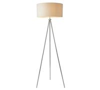 Sleek Tripod Floor Lamp Chrome E27 Free Standing Lounge Light & Ivory Shade