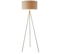 Sleek Tripod Floor Lamp Matt Nickel E27 Free Standing Lounge Light & Grey Shade