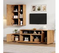 Sleek TV Wall Unit Set with Length Up to 265 cm, Freestanding Display Cabinet Set with Adjustable Sections, 265L x 35W x 53.5H cm, Wood Aosom UK