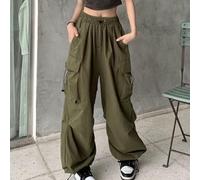 Sleek Urban Women's Retro Pants with a Loose Fit Designed as Stylish Streetwear Essentials (M ArmyGreen)