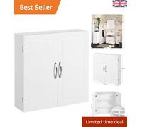 Scandinavian Matte White Bathroom Vanity Cabinet, 2 Shelves