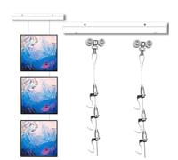 Sleek White Picture Hanging Rail Kit for Gallery, Home Rail Hangers for Living Room/Studio, Easy-Adjust Ropes & Hooks to Arrange Frames/Art Decor(Rail 1.5m/59.1in L,Wire 1.5m/59.1in L)