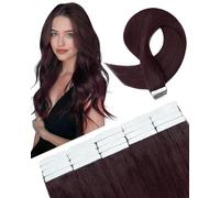 SLEEKALON Invisible Tape in Hair Extensions Real Human Hair 20 Pcs Thinned Version #99J Wine Red - Seamless Skin Weft Remy HairPiece Extension 14 Inch 30 Gram