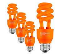 SleekLighting 13 Watt Orange Spiral CFL Light Bulb - UL approved- General Purpose Spiral CFL Orange Light Bulbs - 120 Volt, E26 Medium Base. (Pack of 2)