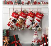 Sleeleece 18” Personalised Christmas Stocking,Personalised Name Embroidered Christmas Stocking,Large Santa Xmas Stockings,Stockings christmas with 3D Plush Character,Fireplace & Tree Hanging Ornament