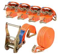 Sleeleece 4 x 3000KG Ratchet Straps with Double Hooks,6M x 4cm Heavy Duty Ratchet Strap Tensioning Belts Adjustable Cam Buckles Strap Lashing Straps for Motorcycles,Car,Trailer,Householdr,Trucks