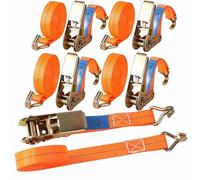Sleeleece 4 x 800KG Ratchet Straps with Double Hooks,Heavy Duty Lashing Strap,4M x 2.5cm Adjustable Tensioning Belts Secure Motorcycles/Car Roof Rack/Surfboard Kayak/Vans/Bike/Cargo