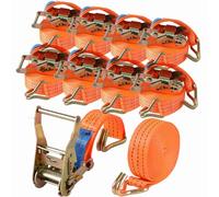 Sleeleece 8 x 3000KG Ratchet Straps with Double Hooks,6M x 4cm Heavy Duty Ratchet Strap Tensioning Belts Adjustable Cam Buckles Strap Lashing Straps for Motorcycles,Car,Trailer,Householdr,Trucks