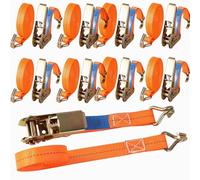 Sleeleece 8 x 800KG Ratchet Straps with Double Hooks,Heavy Duty Lashing Strap,5M x 2.5cm Adjustable Tensioning Belts Secure Motorcycles/Car Roof Rack/Surfboard Kayak/Vans/Bike/Cargo