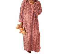 Sleeleece Fleece Women'S Robes Nightwear Ladies Long Nightwear Warm Soft and Fluffy Long Bathrobe Soft Fleece Dressing Gown Ladies Thick Flannel Luxury Housecoat,L