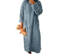 Sleeleece Fleece Women'S Robes Nightwear Ladies Long Nightwear Warm Soft and Fluffy Long Bathrobe Soft Fleece Dressing Gown Ladies Thick Flannel Luxury Housecoat,L