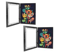 Sleeleece Kids Art Frames,2 Pack A4 Photo Frame for 150 Pictures,Fillable Front Opening Kids Artwork Display Frame with Mount for Hang or Stand Display Children's Drawings,Art Projects,Crafts,Black