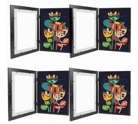 Sleeleece Kids Art Frames,4 Pack A4 Photo Frame for 150 Pictures,Fillable Front Opening Kids Artwork Display Frame with Mount for Hang or Stand Display Children's Drawings,Art Projects,Crafts,Black