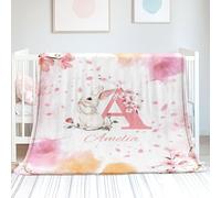 Sleeleece Personalised Baby Blanket,Custom Flannel Blankets for Boys Girls,Personalised Name Blanket with Initials for Kids Women Men,Gift for Birthday Baby Shower Newborn