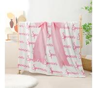 Sleeleece Personalised Baby Blanket with Name Custom Children Girl Bow Throw Blanket Soft Cozy Flannel Name Blanket Personalised Baby Gifts for Newborn Toddlers Birthday Christmas Baby Shower