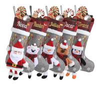 Sleeleece Personalised Christmas Stocking,18” Embroidered Christmas Stocking with Name,Large Personalised Xmas Stockings,Stockings christmas with 3D Plush Character,Fireplace & Tree Hanging Ornament,2