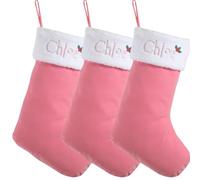 Sleeleece Personalised Christmas Stocking with Names,White Plush Embroidery Christmas Stocking,18 In Grey Velvet Xmas Stockings,Xmas Fireplace Hanging Stockings Personalised for Holiday Party Decor