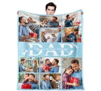 Sleeleece Personalised from Daughter Son,Personalised Blanket,Dad Blankets,Custom Blanket with Picture Text,Daddy Birthday Gift,personalised Gifts for Dad Grabdad