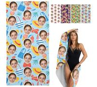 Sleeleece Personalized Beach Towel with Photo,Custom Lightweight Microfibre Bath Towel with Pictures,Quick Dry Photo Towel for Bath,Beach,Pool Party,Fitness,Camping,Sand Free Travel Bath Towel,4