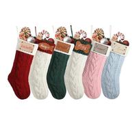 Sleeleece Personalized Christmas Stocking with Leather Patches,Personalized Hanging Name Family Christmas Stockings,Large Knitted Xmas Stocking for Holiday,Farmhouse Fireplace Hanging Ornament