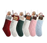 Sleeleece Personalized Knitted Christmas Stockings with Leather Patches 18” Large Cable Knitted Customized Stocking Xmas Stockings Fireplace Hanging Sock Gift Bag for Holiday Xmas Party Family Decor