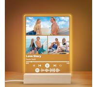 Sleeleece Spotify Plaque,Acrylic Personalised Photo Frame,Personalised Gifts for Him Her Women Men,Custom Music Plaque With Night Light,Birthday Anniversary Valentines Gifts for Girlfriend Boyfriend