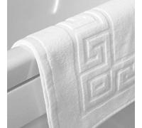 Sleep and Beyond Egyptian Cotton 750 GSM Greek Key Pattern Bath Mats for Bathroom (White, 2 Pack)