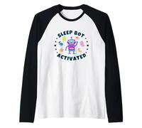 Sleep Bot Activated Funny Lazy Nap Mode Robot Design Raglan Baseball Tee
