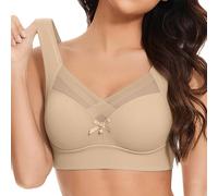 Sleep Bras for Large Busts Bras for Women No Wired Seamless Wireless Full Coverage Support Everyday Bra Comfort Soft Non Wired Sleep/T-Shirt Bralettes Solid Color Wide Straps Everyday Underwear Beige