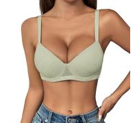 Sleep Bras for Large Busts Push Up Bras for Women Plunge Sexy Deep V Plunge 2 Sizes Bigger Boost Bra Padded Bombshell VS Add 2 Cups Assets Full Effect Underwire T-Shirt Bralette Green