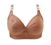 Sleep Bras for Large Busts Soft Comfort Full Coverage No Underwire Bralette Plus Size Breathable Wireless High Support Push Up Bra Brown,L