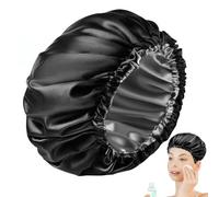 Sleep Cap for Hair - Lightweight Soft Smooth Waterproof Double Layer Swim Cap | Black Waterproof Shower Cap for Camping and Travel