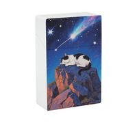 Sleep Cat Cigarette Case Hard Plastic Flip-Top Slim Pocket-Size Cigarette Holder for 18-20 King Size Cigarettes Crush-Proof Cig Case Reusable Smoking Accessories for Men Women