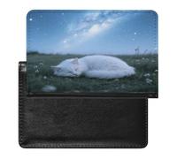 Sleep Cat Starry Night Passport Holder Unique PU Ultra-thin Passport Protective Case Compact Easy to Carry Passports Cover for Women And Men Passports Case