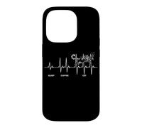 Sleep Coffee Cat Heartbeat Funny ECG Cat Humor Case for iPhone 14 Pro