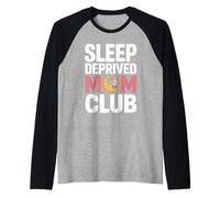 Sleep Deprived Mom Club Cute Baby, Moon Design Raglan Baseball Tee