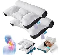 Sleep Enhancing Cervical Support Comfort Goose Down Pillow, Memory Foam Pillow, Ultra-Comfortable Ergonomic Neck Support Pillow for Back & Neck Pain Relief,Neck Pillow for Sleeping Travel (Grey-2pcs)