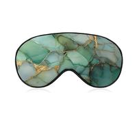 Sleep Eye Mask Abstract Alcohol Ink Emerald Green Gold Color Sleep Mask for Women Men Adjustable Strap Blindfold Eye Cover for Travel Yoga Nap Shift Work