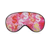 Sleep Eye Mask Abstract Pink Dollar Signs Red Heart Sleep Mask for Women Men Adjustable Strap Blindfold Eye Cover for Travel Yoga Nap Shift Work