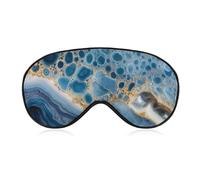 Sleep Eye Mask Agate Surface Blue and Gold Sleep Mask for Women Men Adjustable Strap Blindfold Eye Cover for Travel Yoga Nap Shift Work