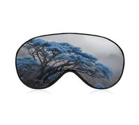 Sleep Eye Mask Ancient Trees with Blue Leaves Sleep Mask for Women Men Adjustable Strap Blindfold Eye Cover for Travel Yoga Nap Shift Work