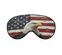 Sleep Eye Mask Bald Eagle with American Flag Wooden Sleep Mask for Women Men Adjustable Strap Blindfold Eye Cover for Travel Yoga Nap Shift Work