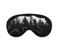 Sleep Eye Mask Bear Silhouette Forest Pine Trees Sleep Mask for Women Men Adjustable Strap Blindfold Eye Cover for Travel Yoga Nap Shift Work