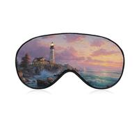 Sleep Eye Mask Beautiful Lighthouse on The Rocky Coast Sleep Mask for Women Men Adjustable Strap Blindfold Eye Cover for Travel Yoga Nap Shift Work