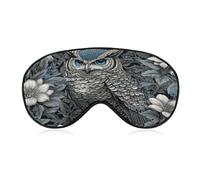 Sleep Eye Mask Beautiful White and Blue Owl Sleep Mask for Women Men Adjustable Strap Blindfold Eye Cover for Travel Yoga Nap Shift Work