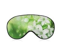 Sleep Eye Mask Beautiful White Flowers Green Sleep Mask for Women Men Adjustable Strap Blindfold Eye Cover for Travel Yoga Nap Shift Work