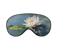 Sleep Eye Mask Beautiful White Water Lily Flower Sleep Mask for Women Men Adjustable Strap Blindfold Eye Cover for Travel Yoga Nap Shift Work