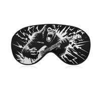 Sleep Eye Mask Black and White Gorilla Playing Electric Guitar Sleep Mask for Women Men Adjustable Strap Blindfold Eye Cover for Travel Yoga Nap Shift Work