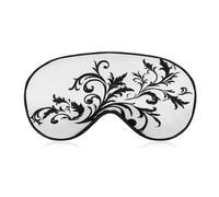 Sleep Eye Mask Black and White Ornament Leaves Silhouette Sleep Mask for Women Men Adjustable Strap Blindfold Eye Cover for Travel Yoga Nap Shift Work